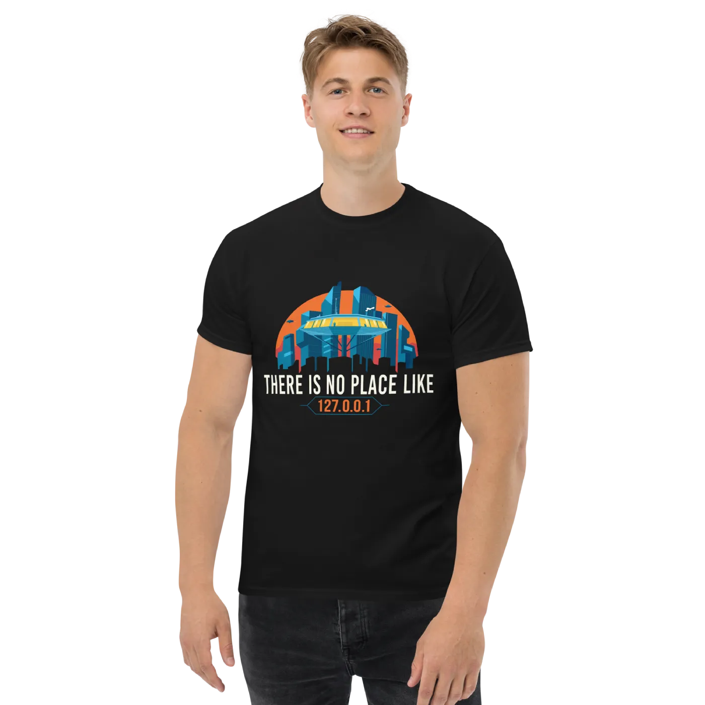 T-shirt Geek Linux "127.0.0.1 Home" - Noir 2020 - Style Réseau Informatique Et Programmation